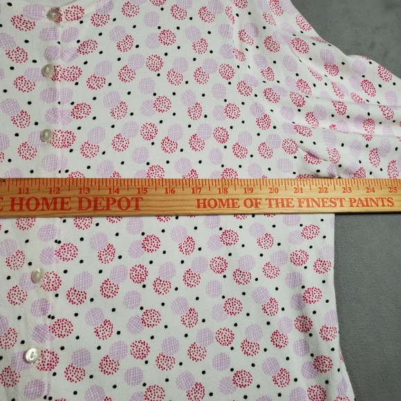 Talbots Cardigan Sweater Womens 2X Pink Floral Button 3/4 Sleeve Cotton Cottage - Picture 3 of 6